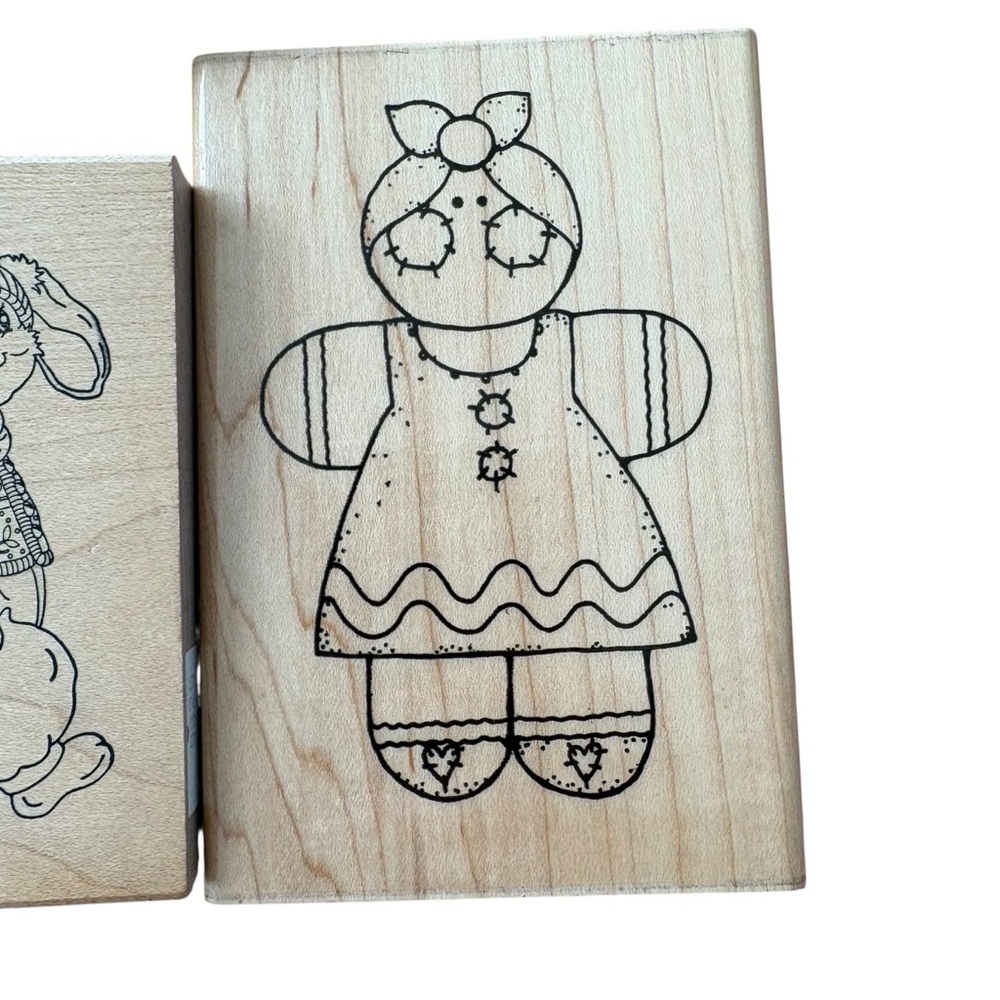Lot of 5 Vintage Christmas Wood Mount Rubber Stamps Jumbo 1990s Bundle of 5 - Picture 6 of 10